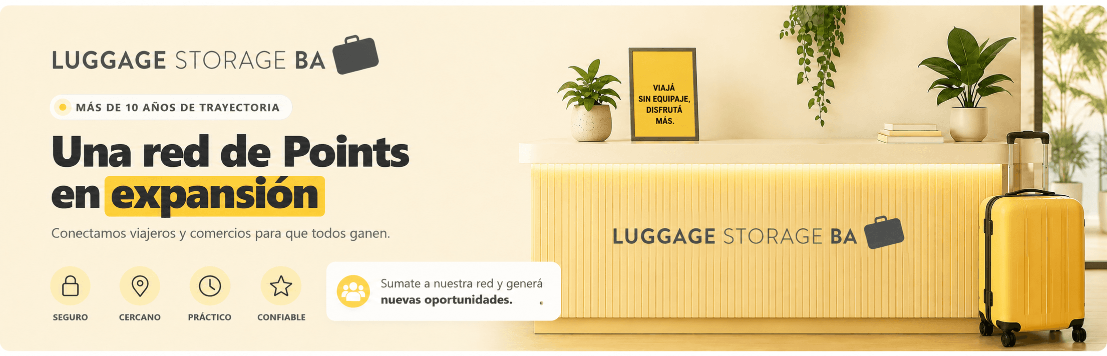 Fachada de un punto de Luggage Storage BA, empresa con más de diez años de trayectoria y una red de Points en expansión.