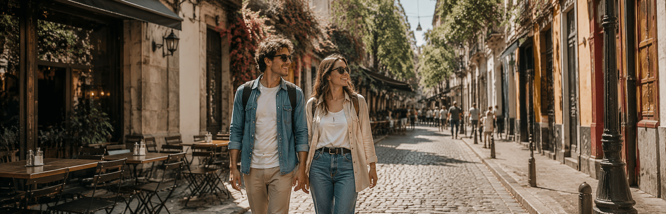 Turistas recorriendo San Telmo después de guardar su equipaje en Buenos Aires